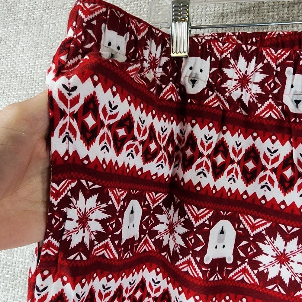 Old Navy Flannel Pajama Pants Bears Snowflakes Womens XL Red Tapered Cuffed NWT‎